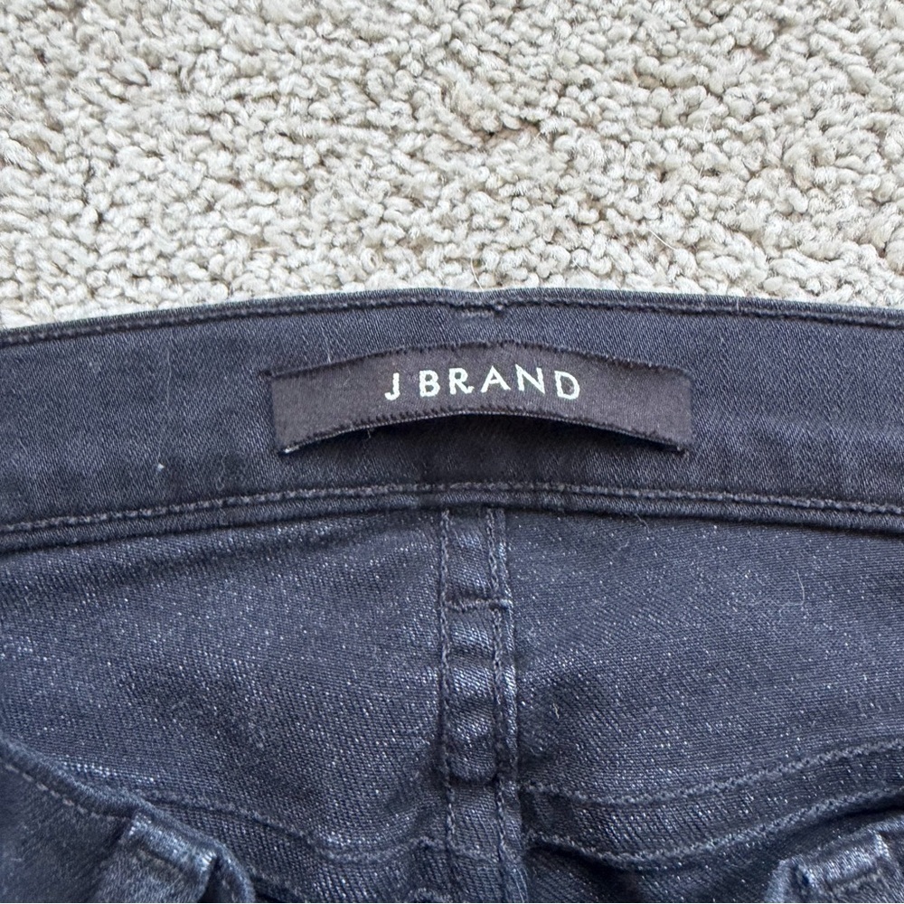 J Brand Black Skinny Alley Cat Zip-Off Lamb Leather Cuff Skinny Jeans Size 27 - Picture 6 of 10